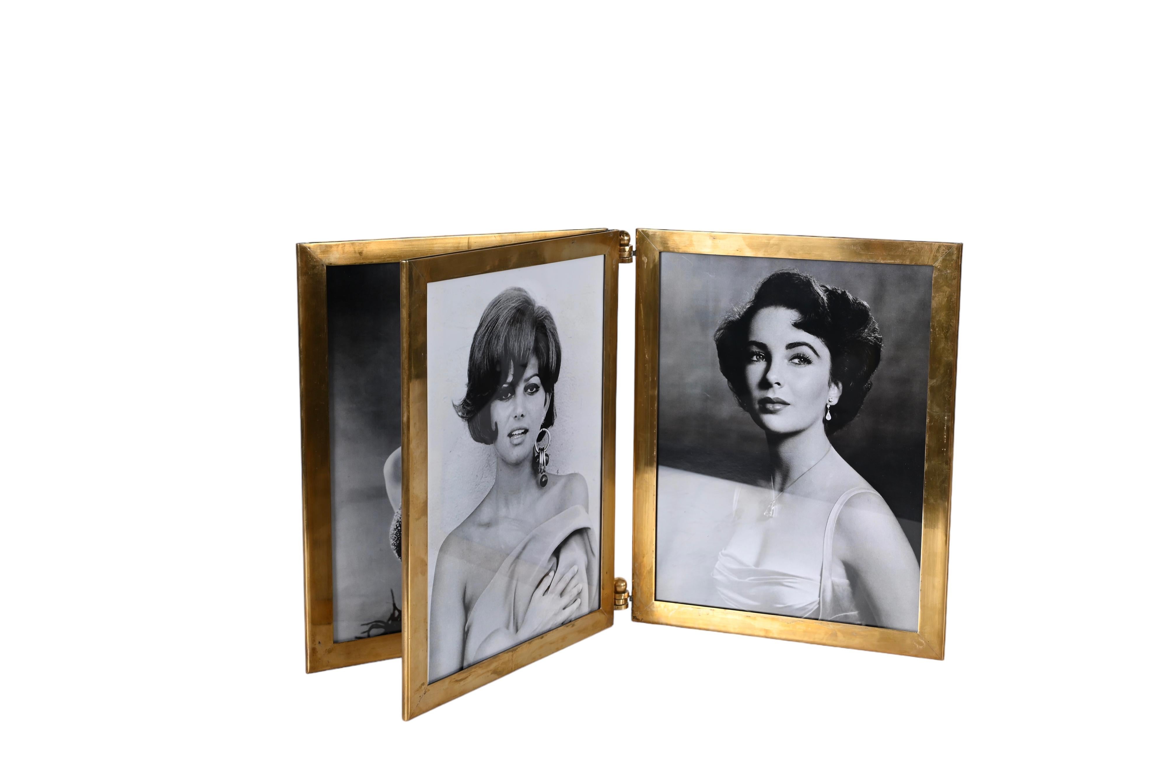 Mid-Century Italian Photo Frame in Solid Brass, Hollywood Regency, 1950s For Sale 9