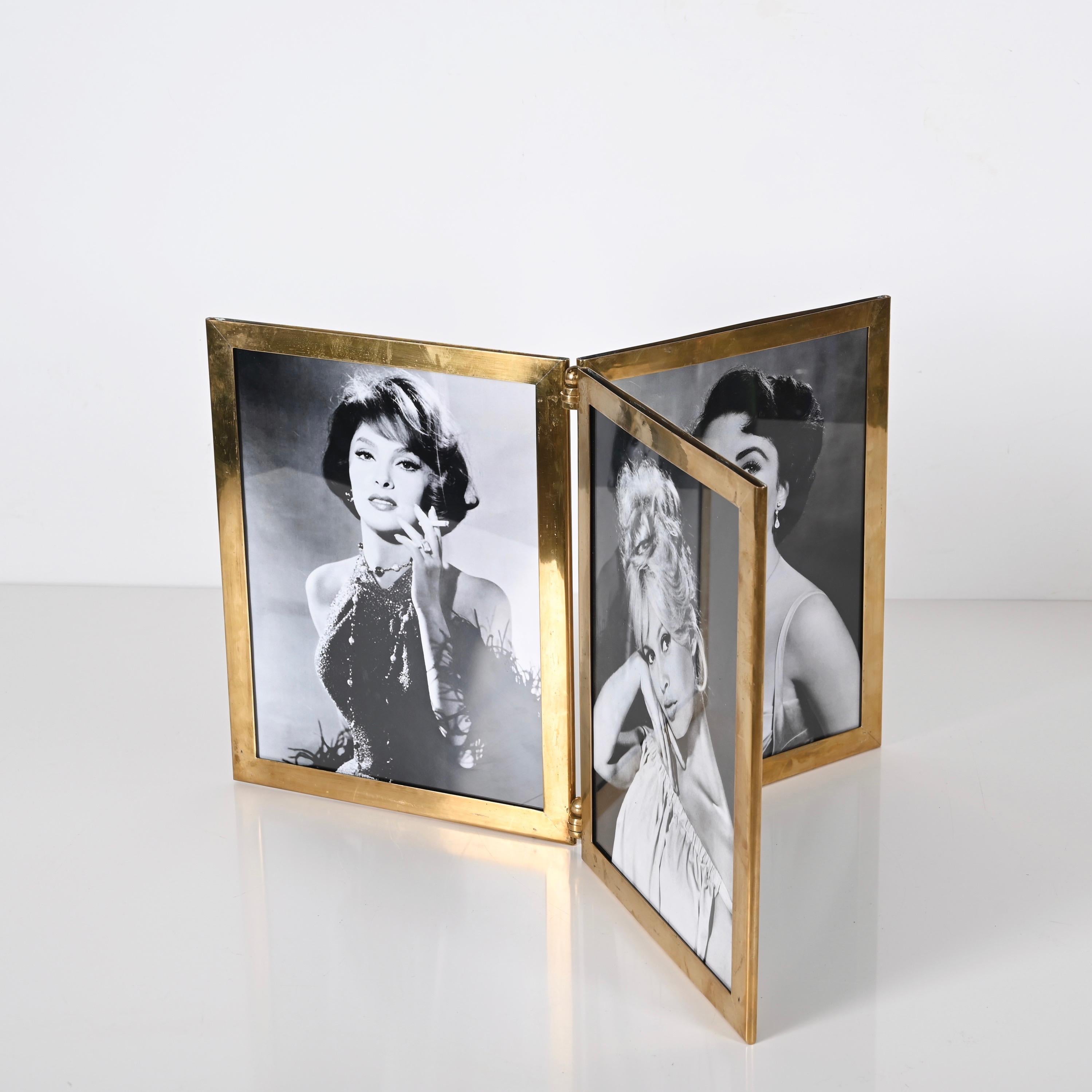 Mid-Century Italian Photo Frame in Solid Brass, Hollywood Regency, 1950s For Sale 12
