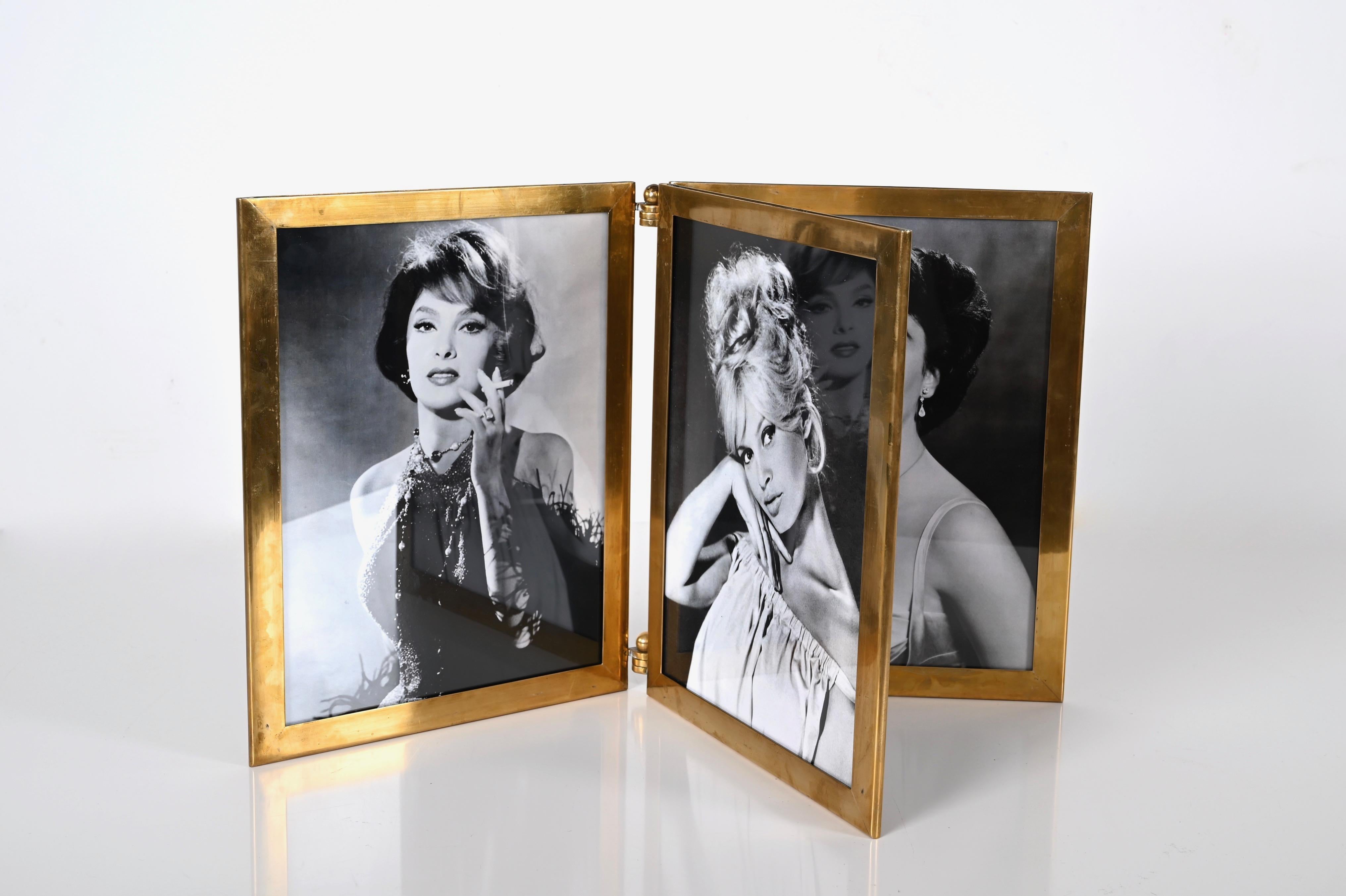 Mid-Century Italian Photo Frame in Solid Brass, Hollywood Regency, 1950s For Sale 14