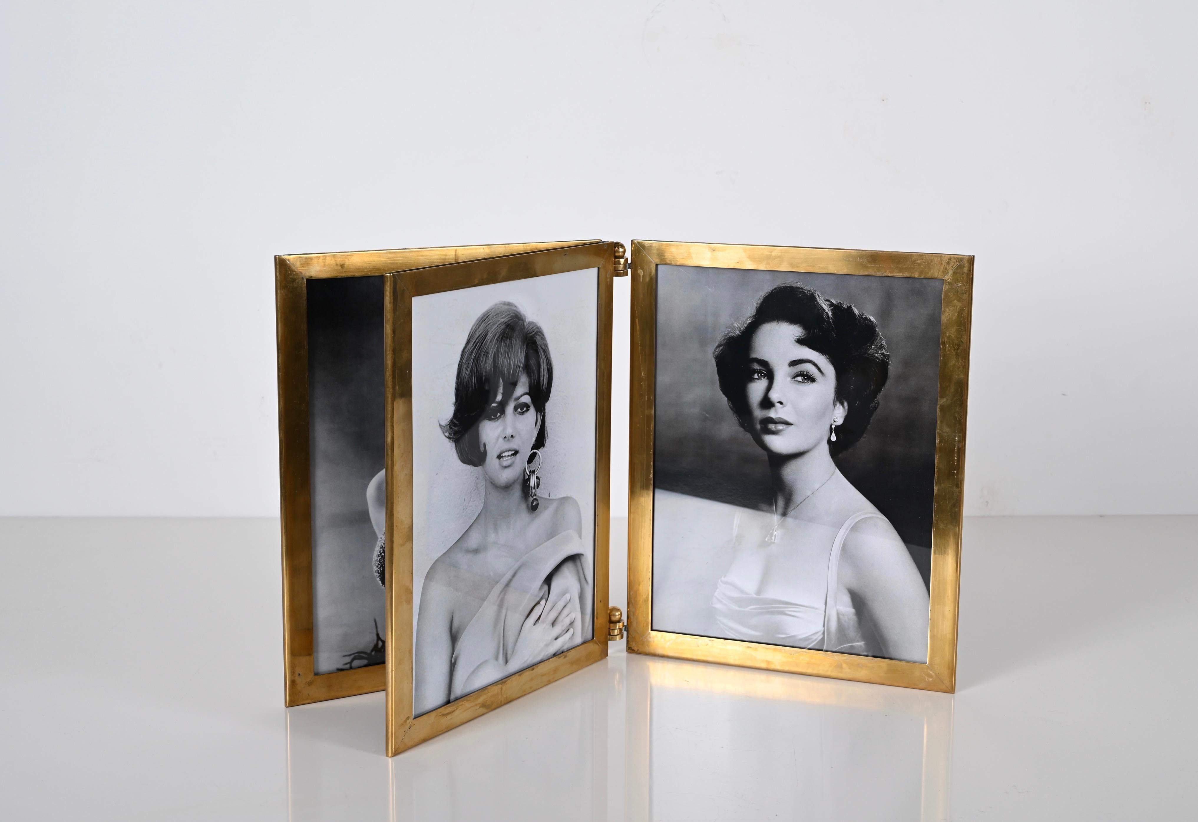 Mid-Century Italian Photo Frame in Solid Brass, Hollywood Regency, 1950s In Good Condition For Sale In Roma, IT
