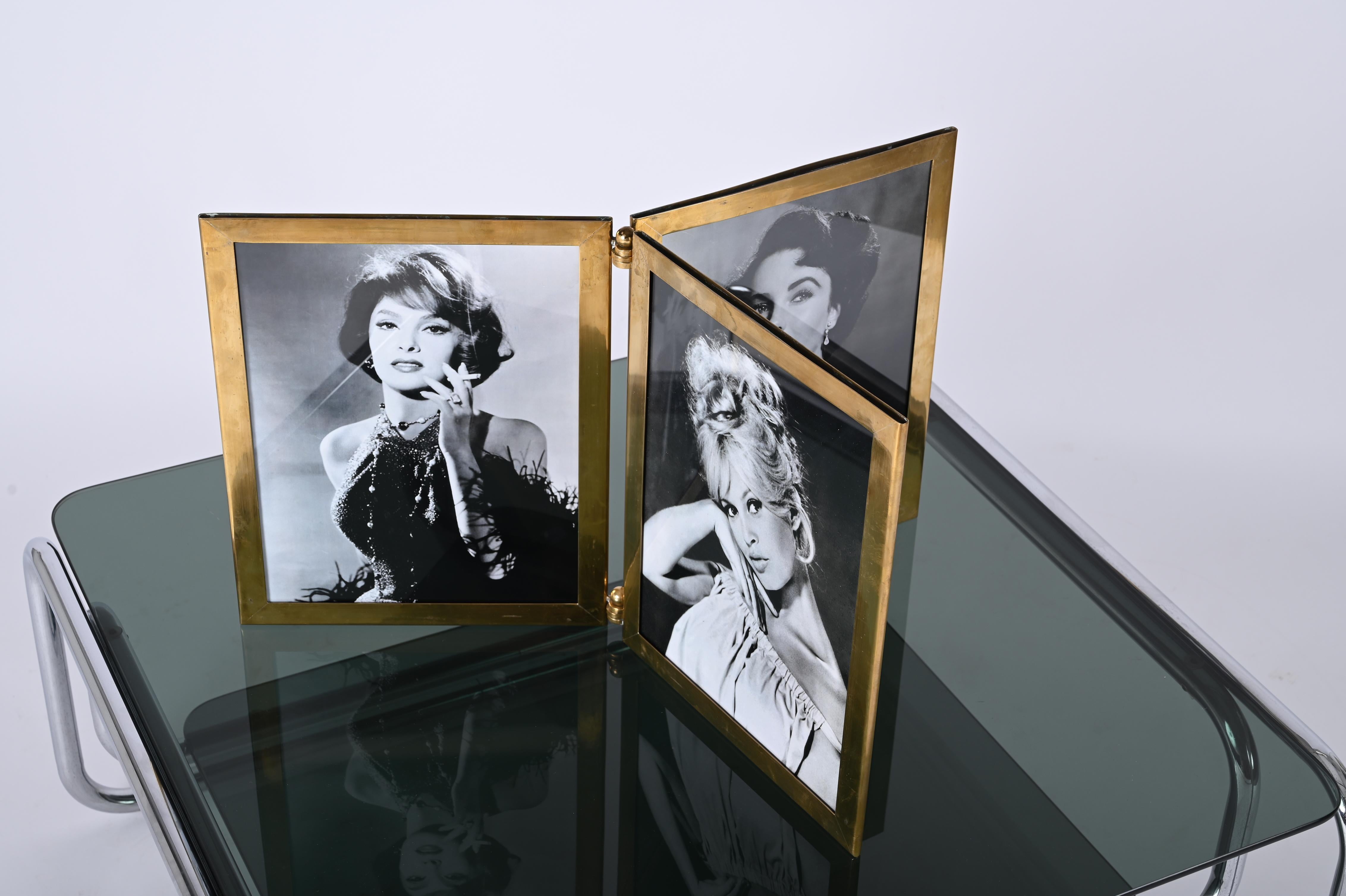Mid-Century Italian Photo Frame in Solid Brass, Hollywood Regency, 1950s For Sale 2