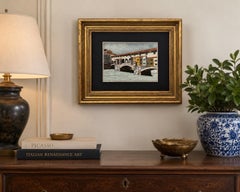 Placa italiana de Pietra Dura de mediados de siglo del Ponte Vecchio, Florencia, G. Ugolin
