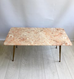 Midcentury Italian Pink Marble Coffee Table