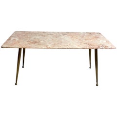 Midcentury Italian Pink Marble Coffee Table