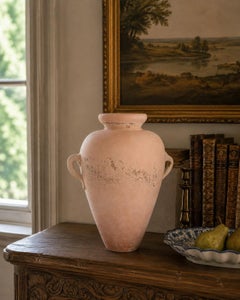 Mid-Century Italian Pink Scavo Glass Amphora Vase