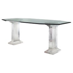 Mid-Century Italian Plexiglass and Glass Top Dining Table