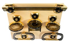 Mid-Century Italian Plexiglass/Gilt Brass Bathroom Fixtures Set, 1970's