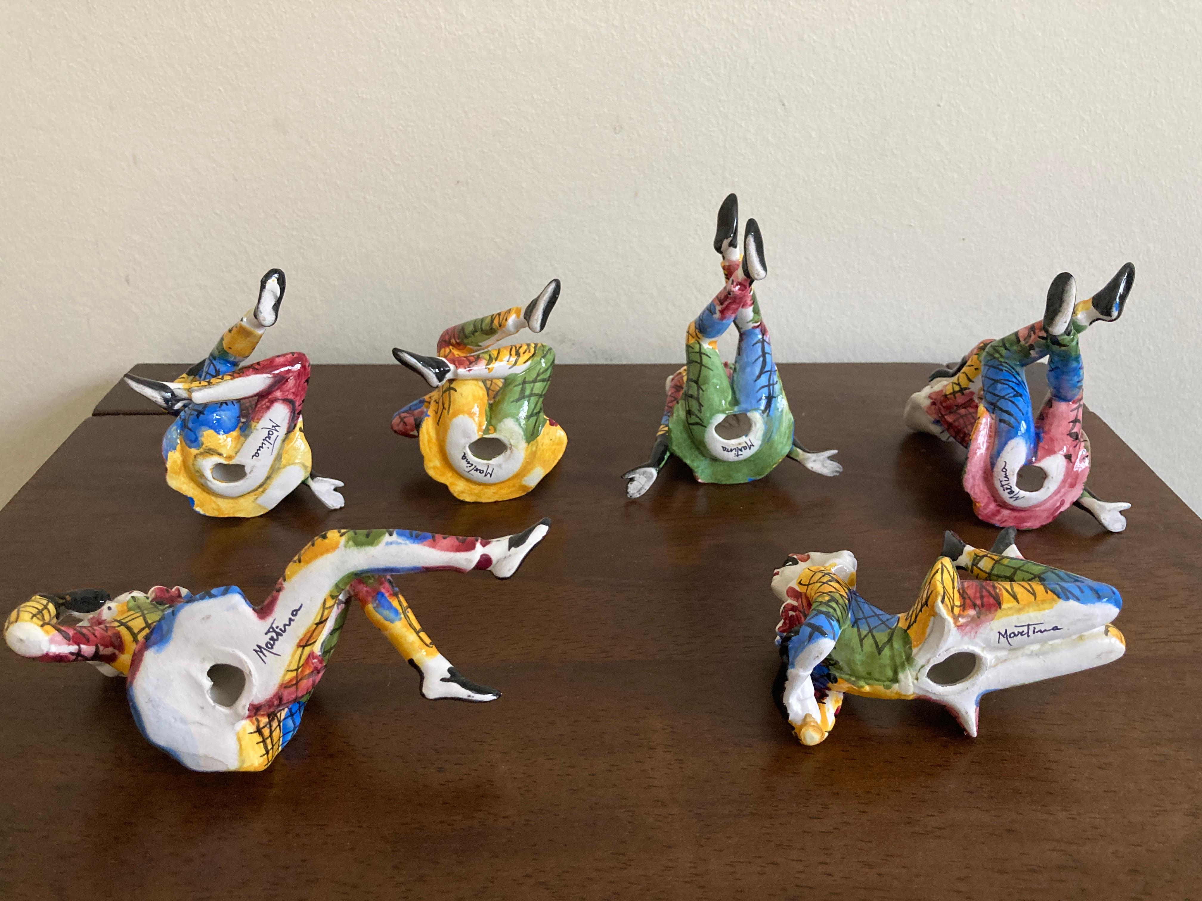 Mid Century Italian Porcelain Harlequin Figurines For Sale 4