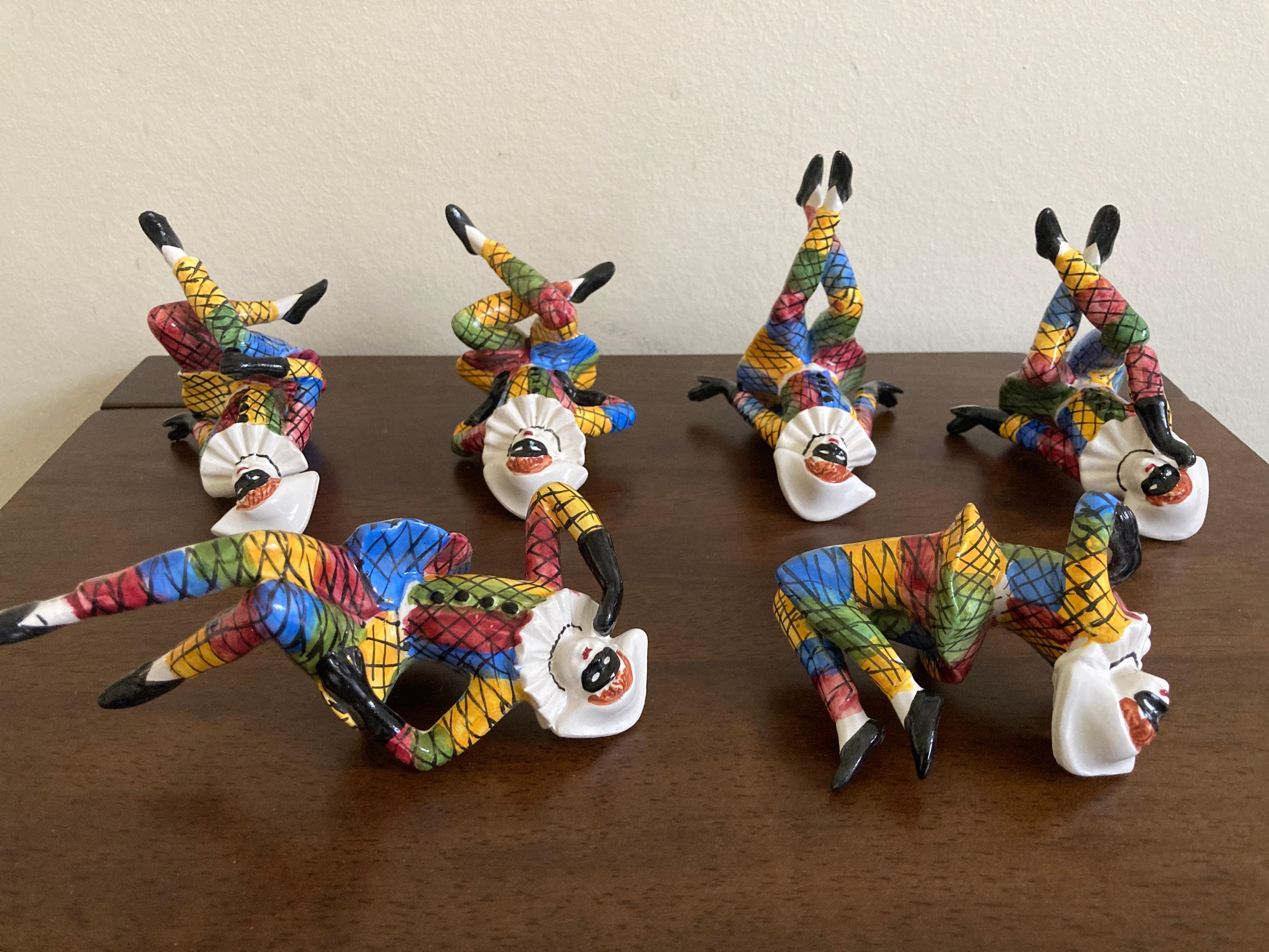 Mid Century Italian Porcelain Harlequin Figurines For Sale 5