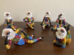 Figuritas Arlequín de Porcelana Italiana de Mediados de Siglo