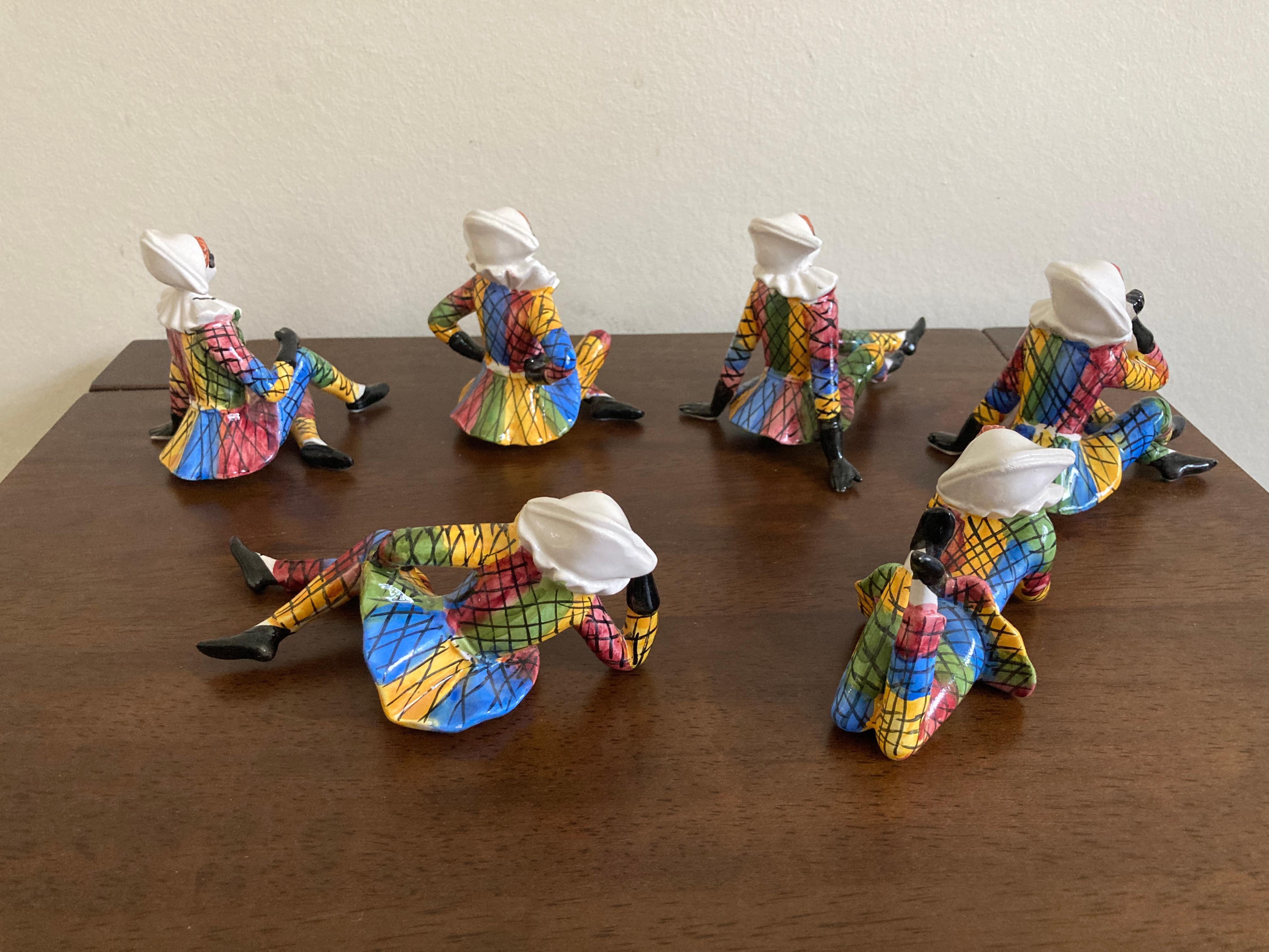 Mid Century Italian Porcelain Harlequin Figurines For Sale 1