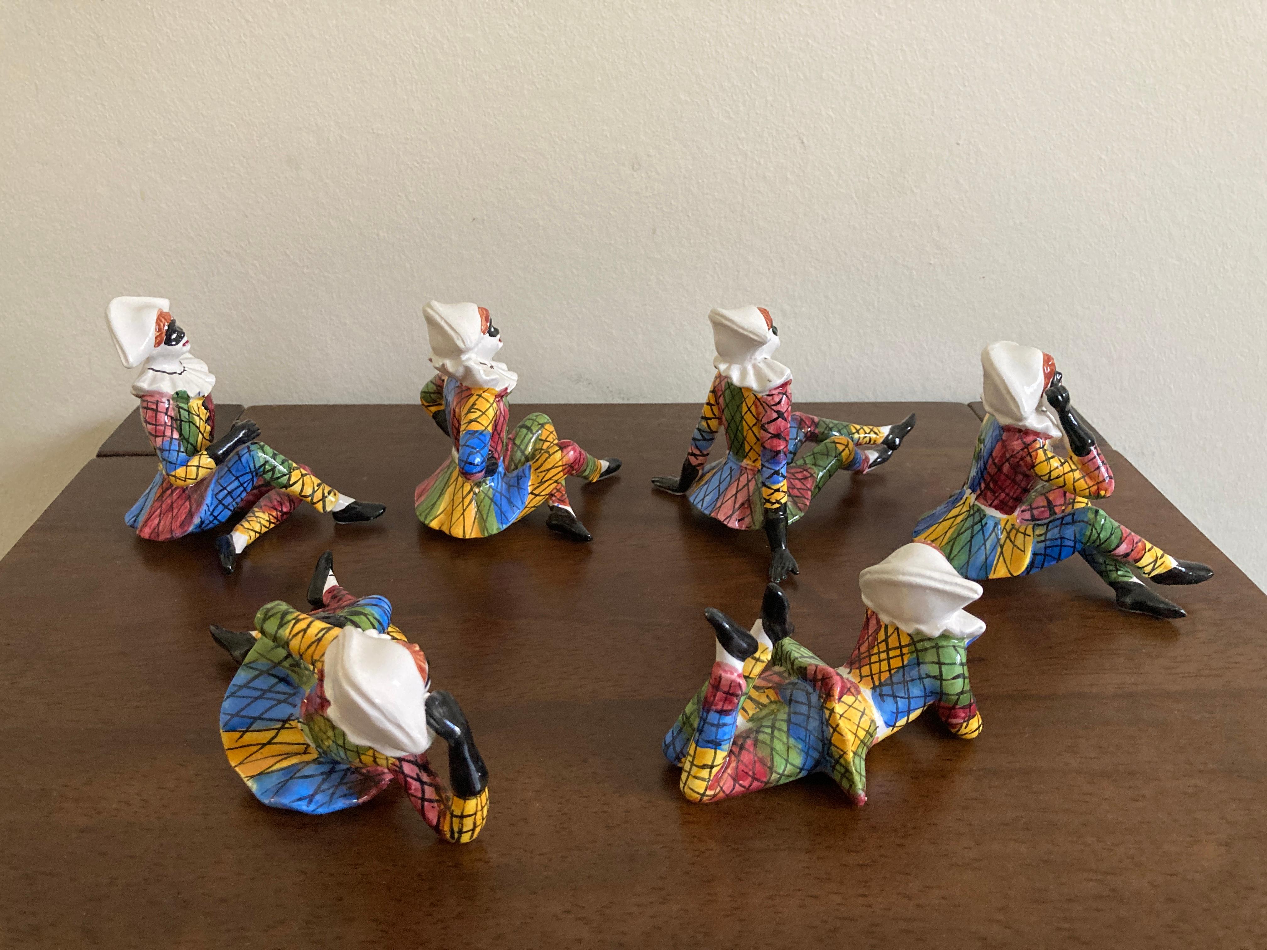 Mid Century Italian Porcelain Harlequin Figurines For Sale 2