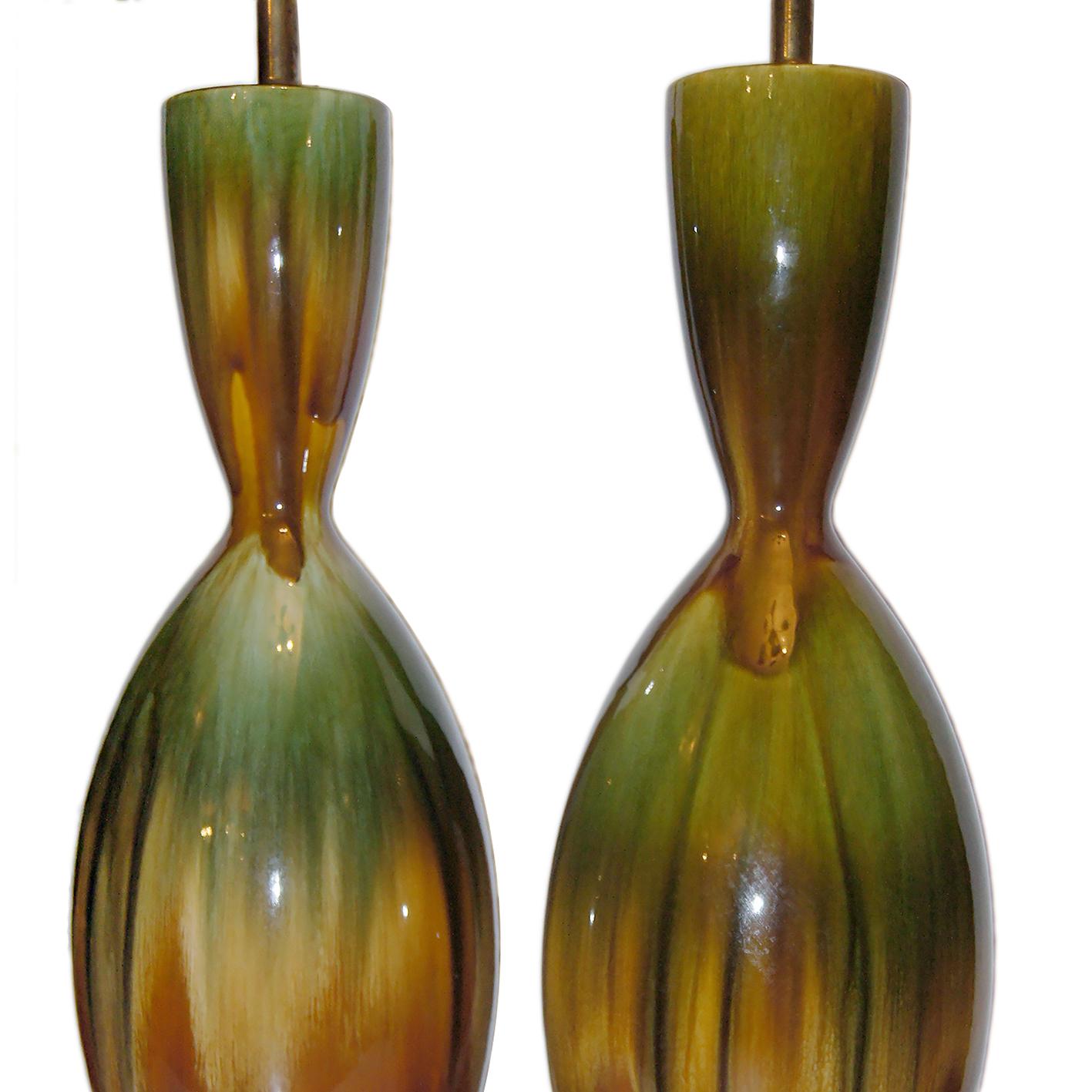 Mid Century Italian Porcelain Lamps In Good Condition For Sale In New York, NY
