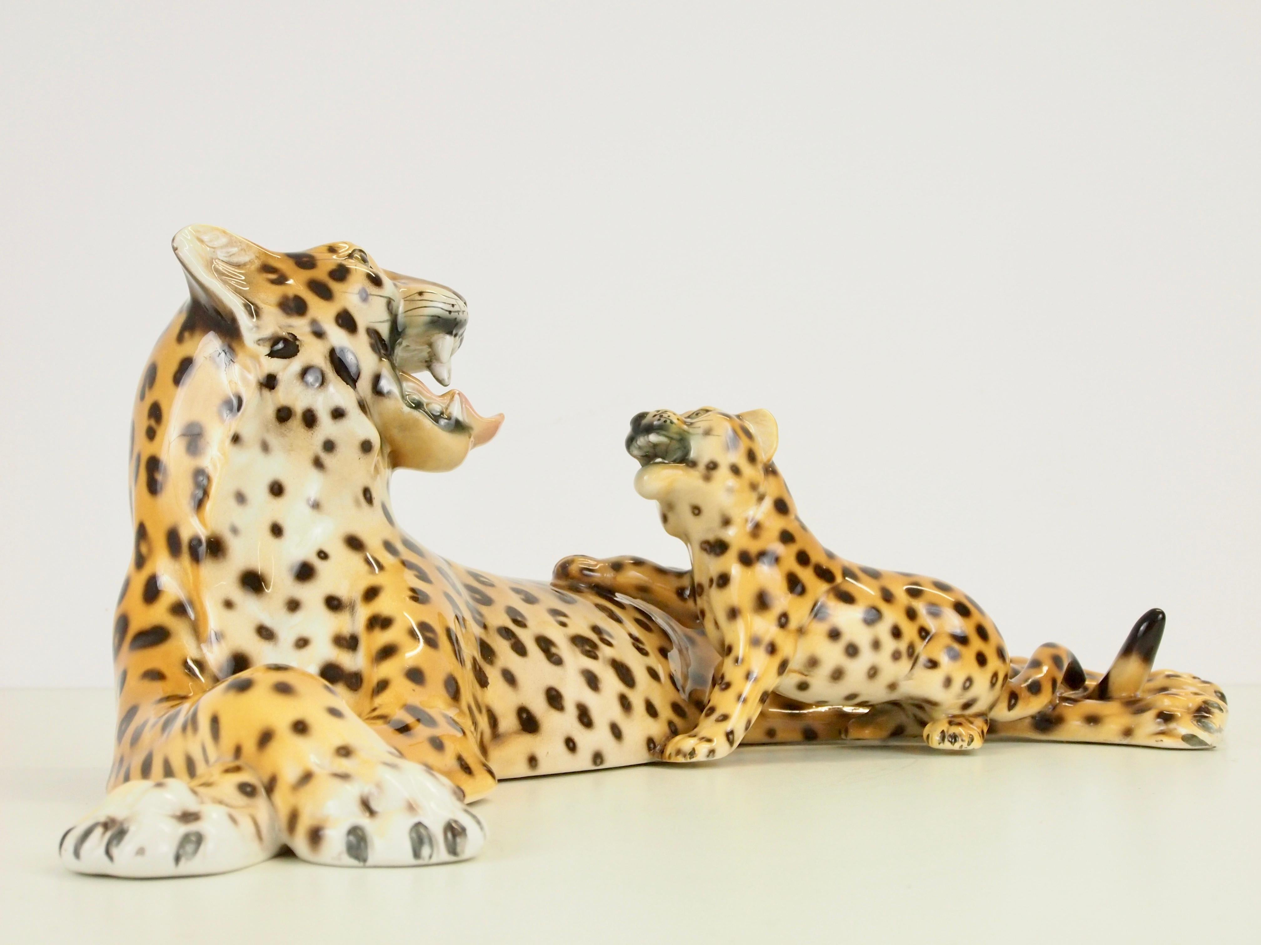 Midcentury Italian Porcelain Leopard Statuette Favaro Cecchetto Attributed 3