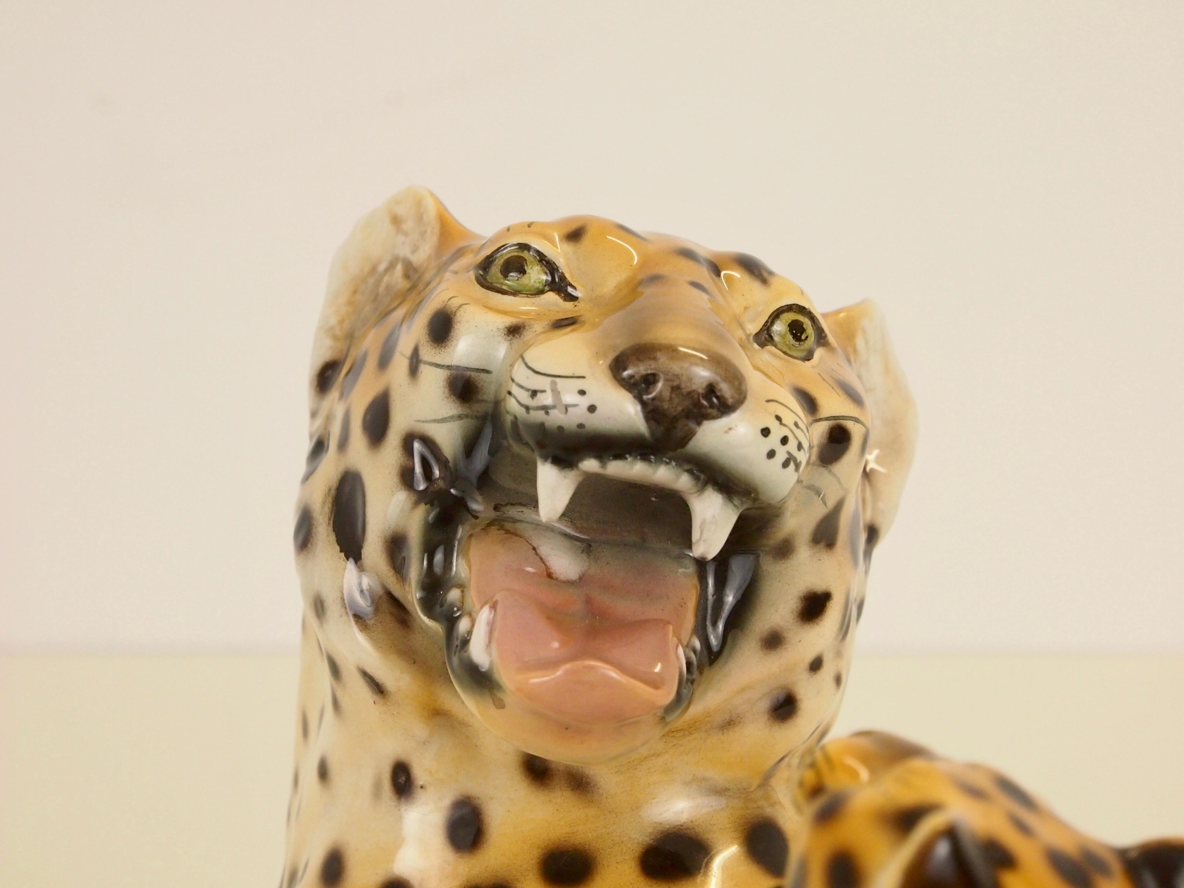 Midcentury Italian Porcelain Leopard Statuette Favaro Cecchetto Attributed 8