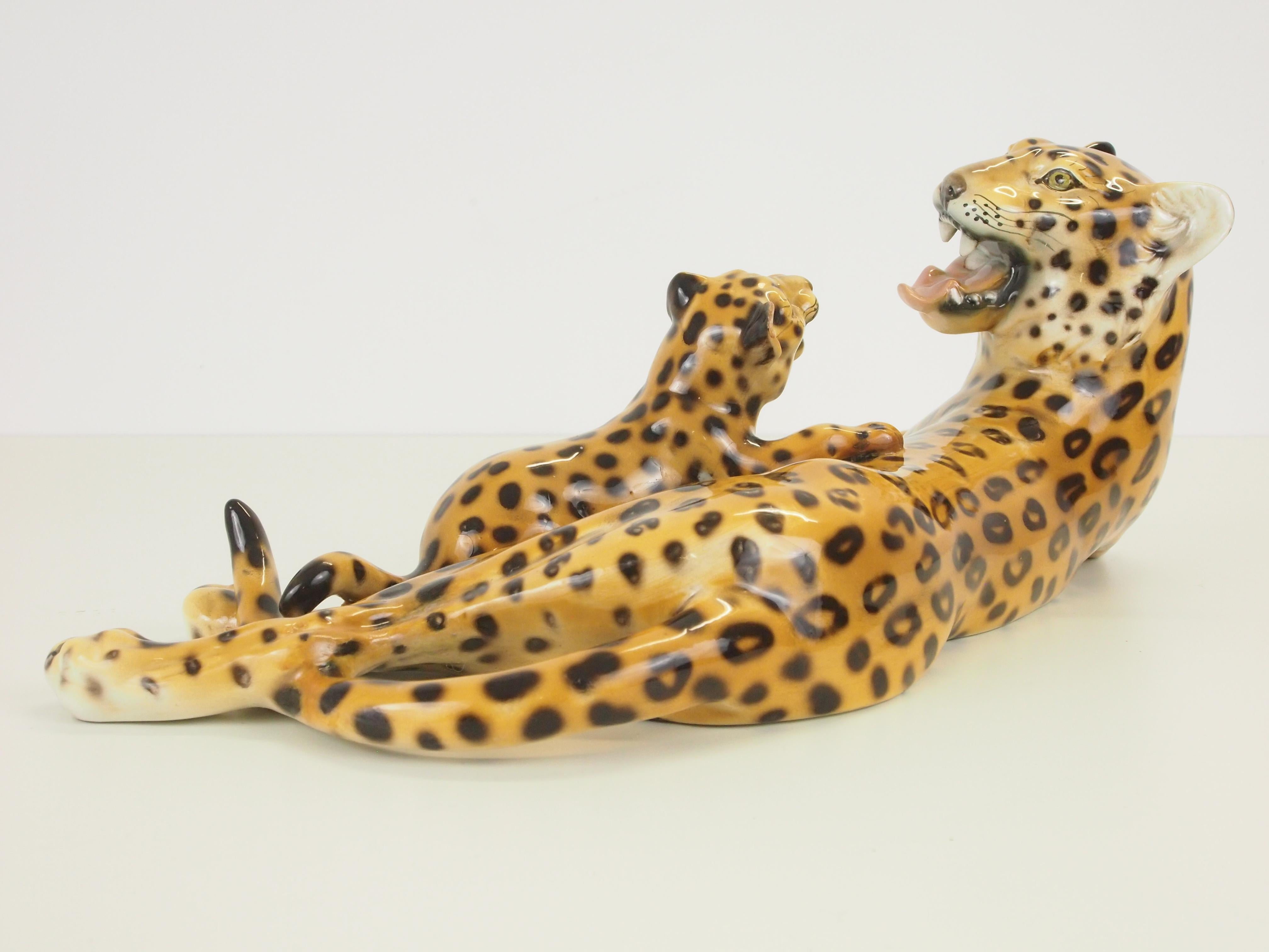 Midcentury Italian Porcelain Leopard Statuette Favaro Cecchetto Attributed 2