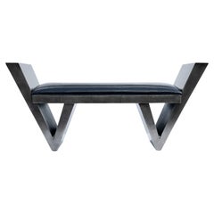 Mid-Century Italian Post Modern Bench in Gunmetal and Black Colors
