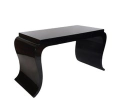 Midcentury Italian Postmodern Black Lacquer Sculptural Desk with Desk Chair