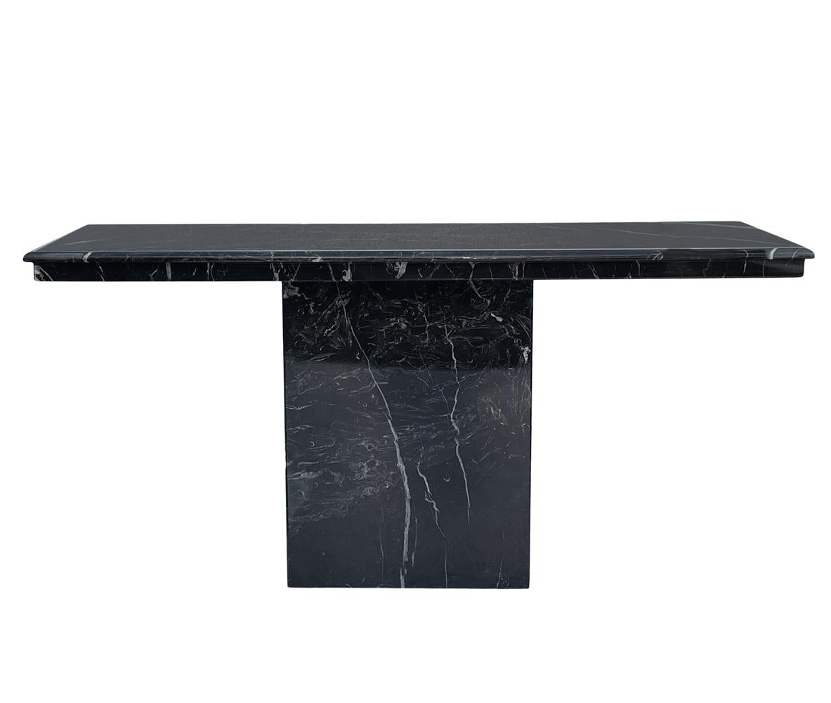 Post-Modern Mid Century Italian Post Modern Black Marble Console Table or Sofa Table