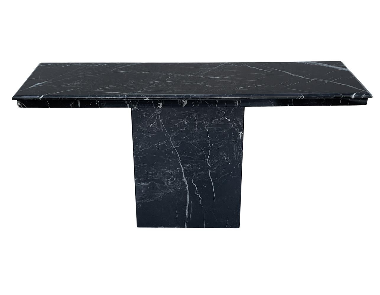 Late 20th Century Mid Century Italian Post Modern Black Marble Console Table or Sofa Table