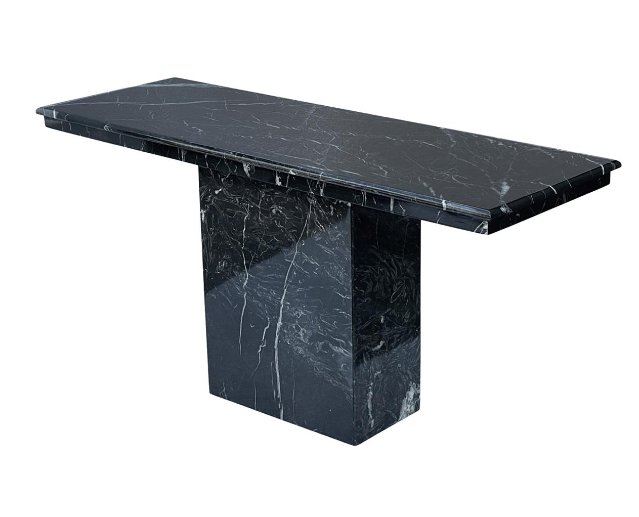 Mid Century Italian Post Modern Black Marble Console Table or Sofa Table 1
