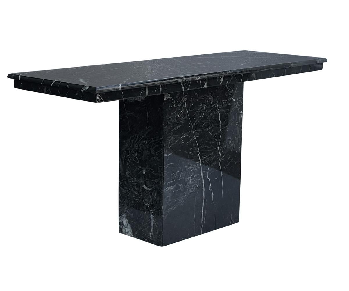 Mid Century Italian Post Modern Black Marble Console Table or Sofa Table 3