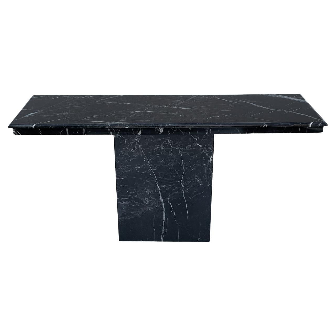 Mid Century Italian Post Modern Black Marble Console Table or Sofa Table