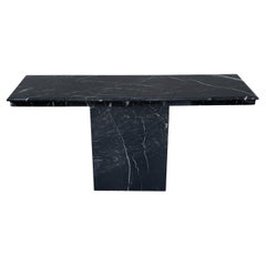 Mid Century Italian Post Modern Black Marble Console Table or Sofa Table