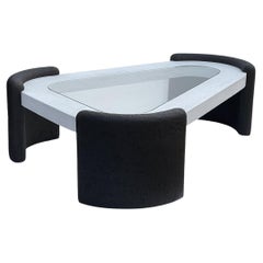 Retro Mid Century Italian Post Modern Black & White Kidney Shape Cocktail Table