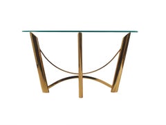 Mid-Century Italian Post Modern Brass & Glass Console Table or Sofa Table