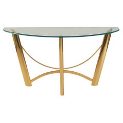 Mid-Century Italian Post Modern Brass & Glass Console Table or Sofa Table