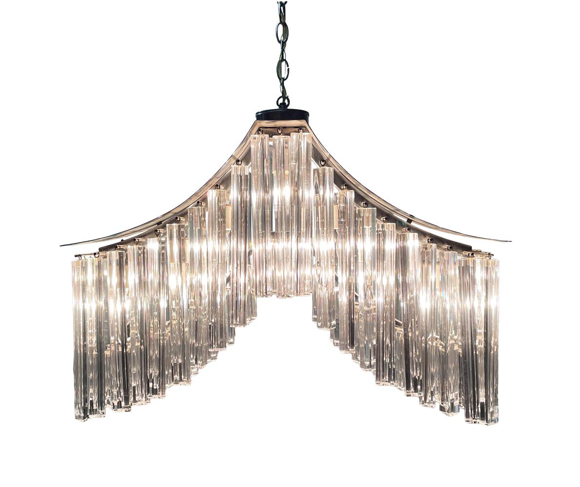 Mid-Century Modern Midcentury Italian Post Modern Clear Glass Murano Vetri Chandelier For Sale