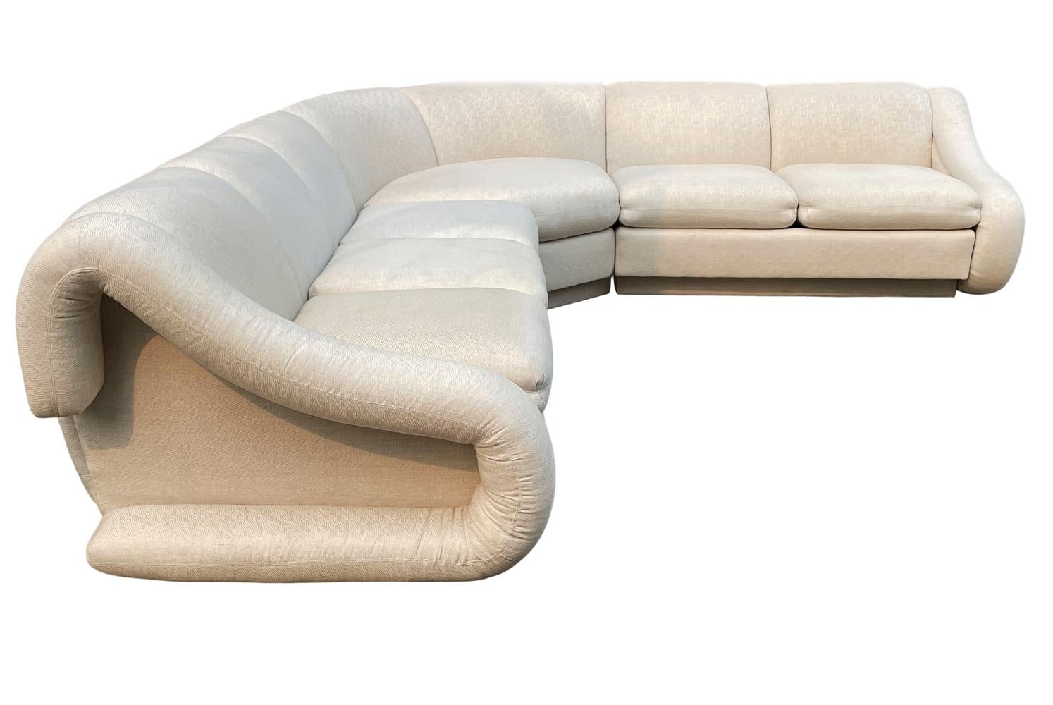 Post-Modern Midcentury Italian Post Modern Curved Sectional Sofa in L-Shape by Weiman