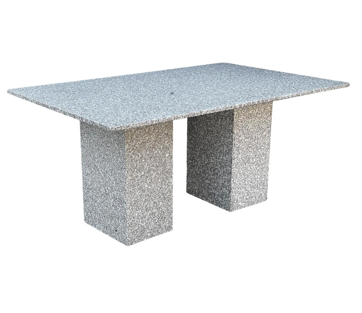 Mid Century Italian Post Modern Dining Table or Desk in Grey Tone Granite Marble In Good Condition For Sale In Philadelphia, PA