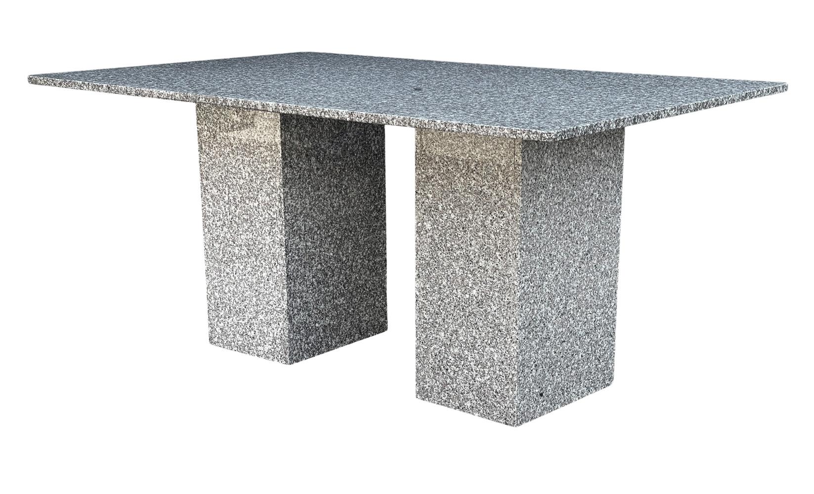 Late 20th Century Mid Century Italian Post Modern Dining Table or Desk in Grey Tone Granite Marble For Sale