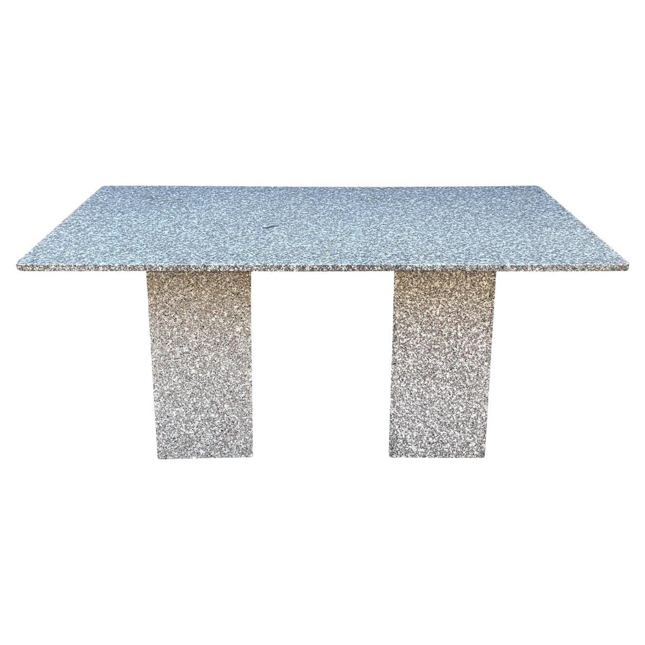 Mid Century Italian Post Modern Dining Table or Desk in Grey Tone Granite Marble