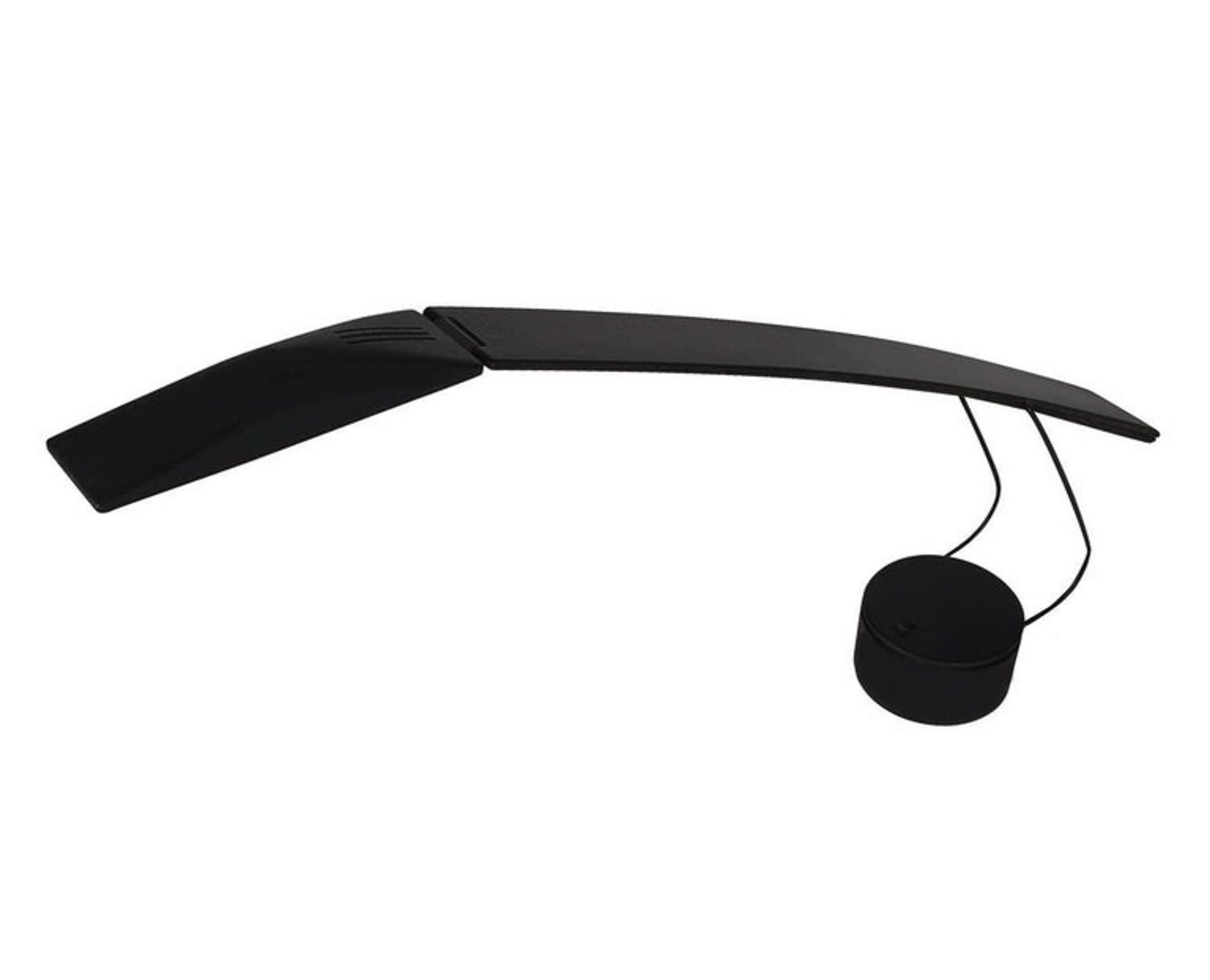 A cool post modern design by Barbaglia and Colombo for PAF Studio made in Italy circa 1980's. It features a swiveling base, articulating arm, matte black finish, with hi/lo switch. Tested and working. Measurements below are as shown. Lamp is fully