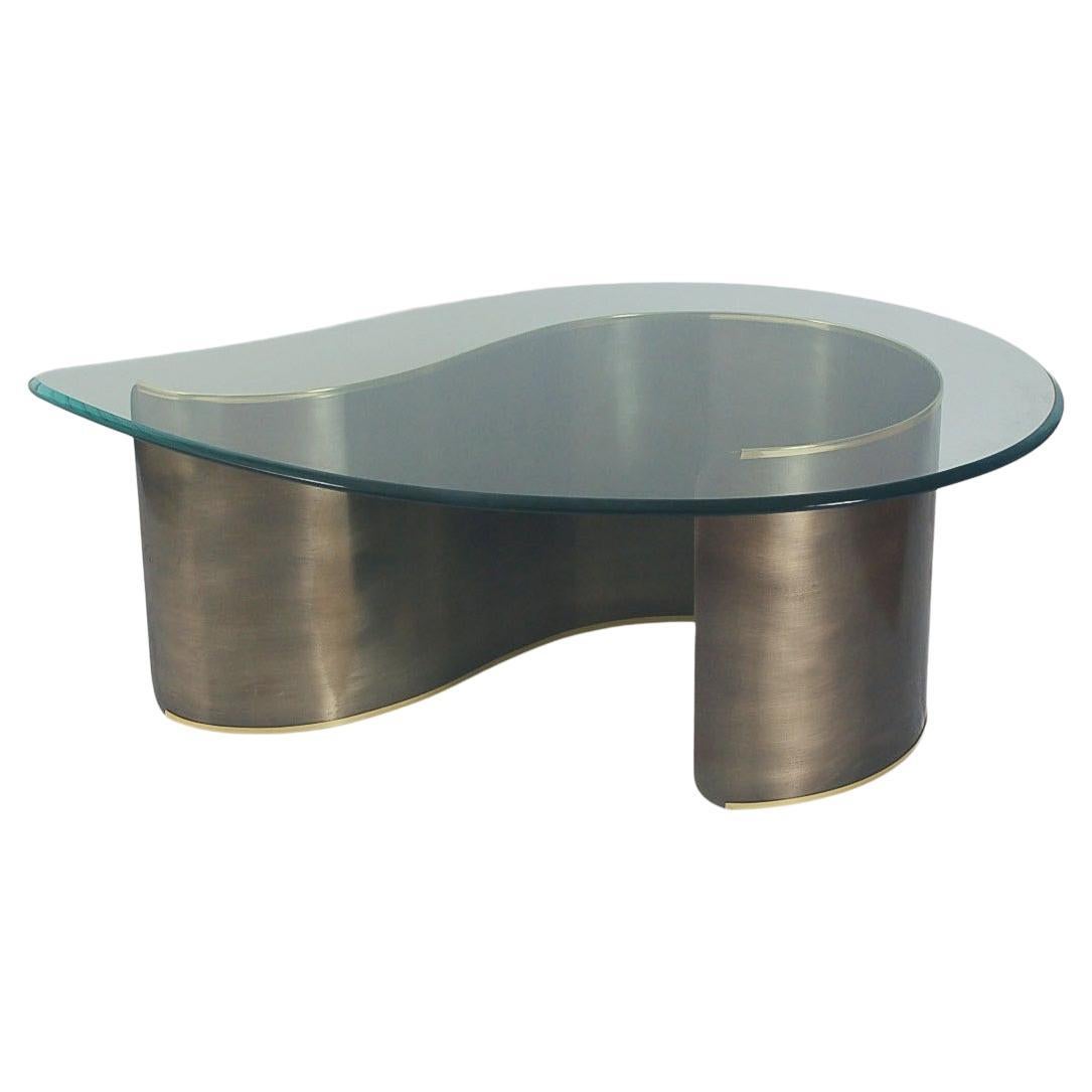 Mid-Century Modern Rectangular Plaster Rock and Glass Cocktail Table by ...