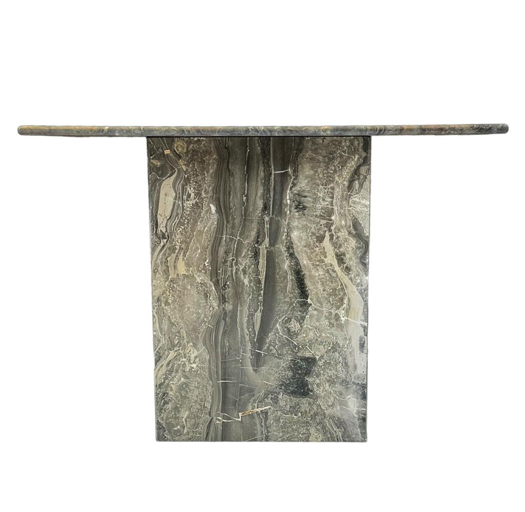 Mid-Century Italian Post Modern Gray Marble Console Table or Sofa Table  In Good Condition For Sale In Philadelphia, PA