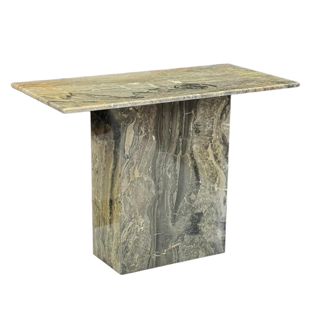 Late 20th Century Mid-Century Italian Post Modern Gray Marble Console Table or Sofa Table  For Sale