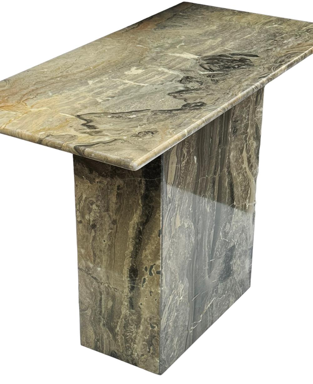 Mid-Century Italian Post Modern Gray Marble Console Table or Sofa Table  For Sale 2