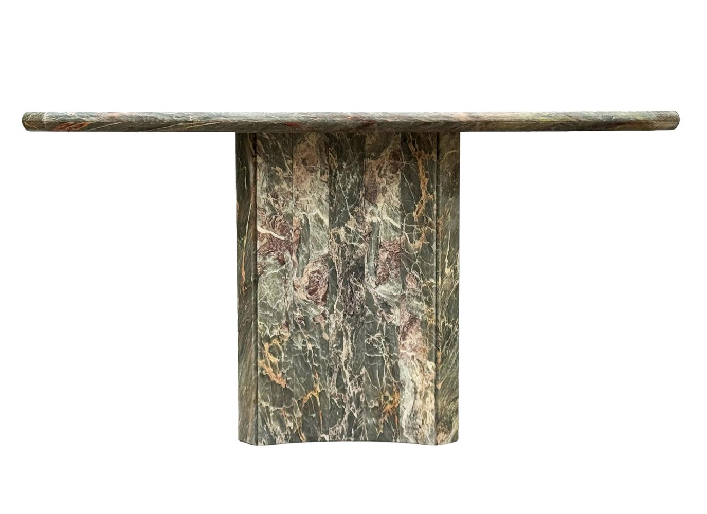 Mid-Century Italian Post Modern Green / Gray Marble Console Table or Sofa Table  In Good Condition For Sale In Philadelphia, PA