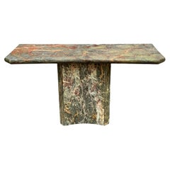 Used Mid-Century Italian Post Modern Green / Gray Marble Console Table or Sofa Table 