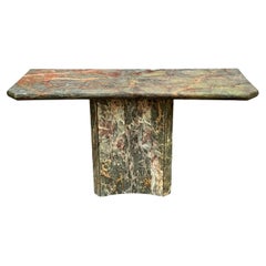 Console ou table de canapé italienne post-moderne du milieu du siècle dernier en marbre vert/gris 