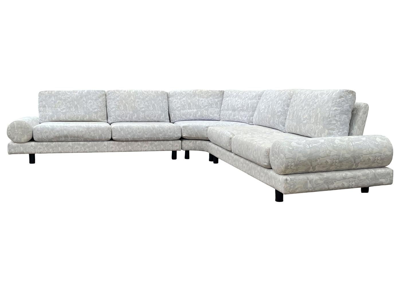 Mid Century Italian Post Modern L-Shaped Sectional Sofa For Sale 1