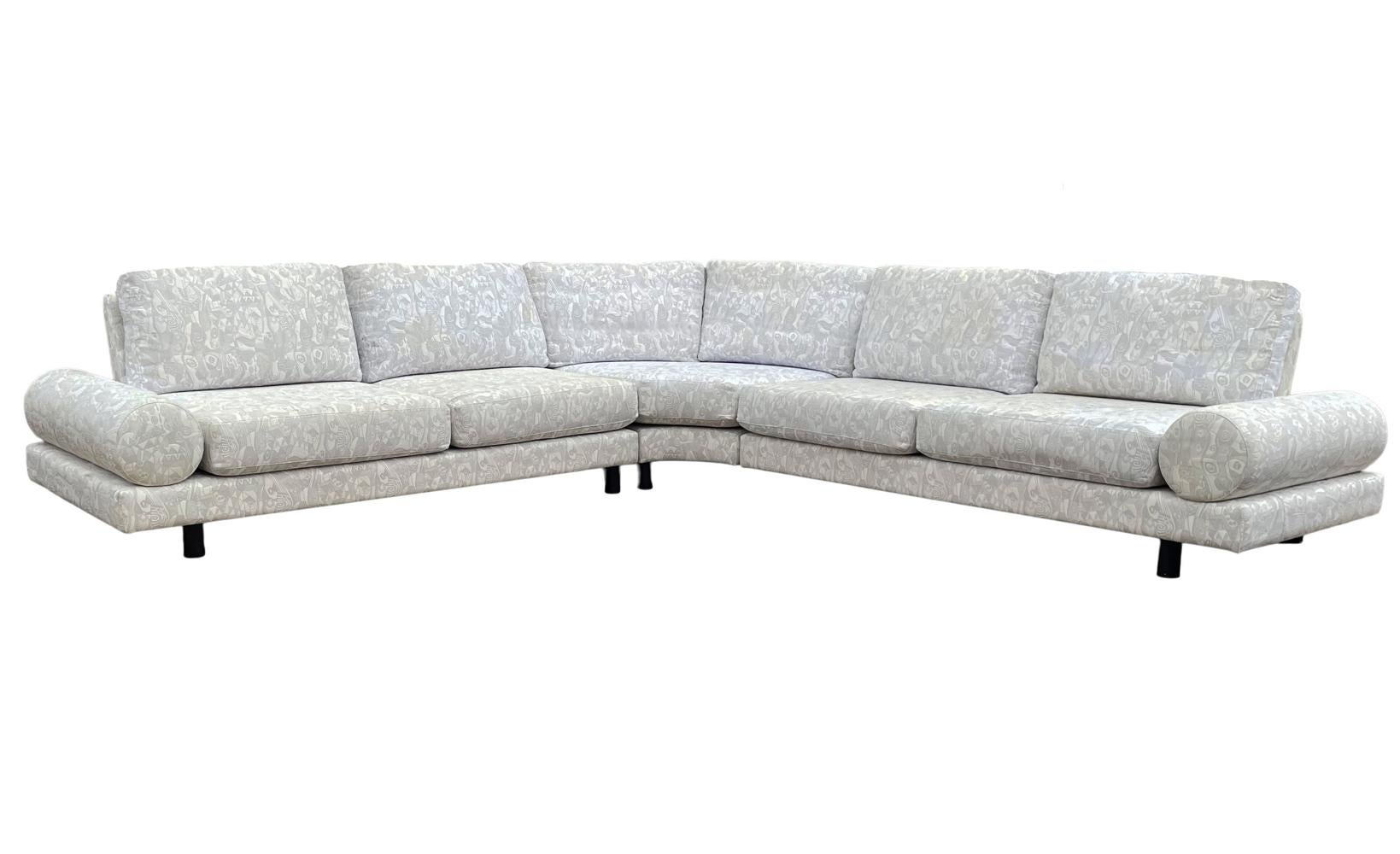 Late 20th Century Mid Century Italian Post Modern L-Shaped Sectional Sofa For Sale
