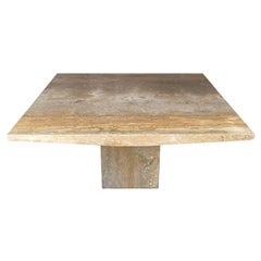 Mid Century Italian Post Modern Large Square Organic Marble Dining Table