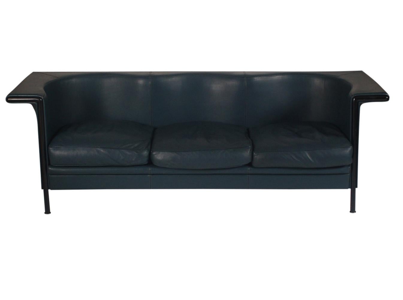 Steel Midcentury Italian Postmodern Leather Sofa by Antonio Citterio for Moroso