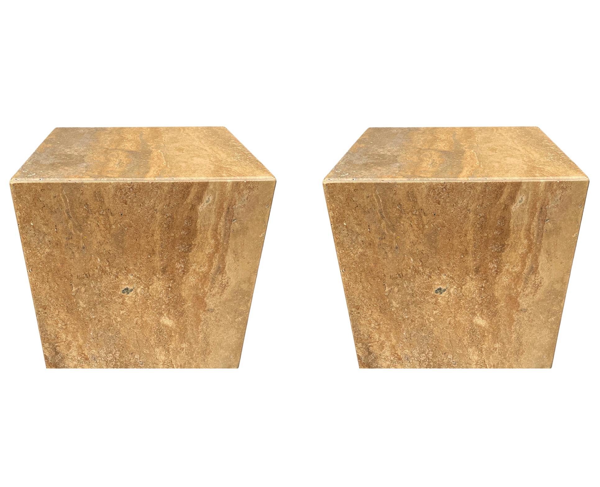 Mid Century Italian Post Modern Marble Side Tables or End Tables on Casters For Sale 5