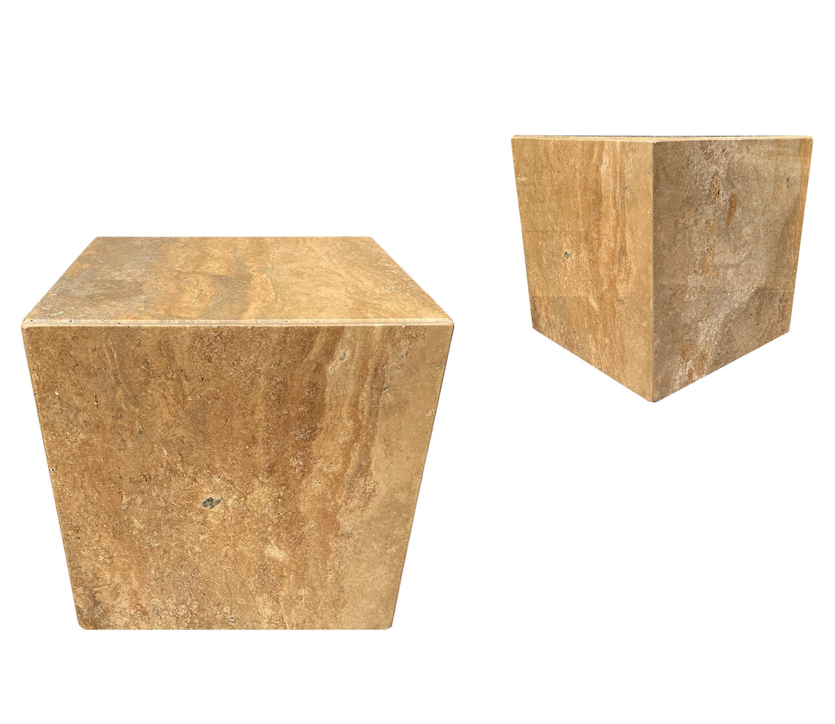 Post-Modern Mid Century Italian Post Modern Marble Side Tables or End Tables on Casters For Sale